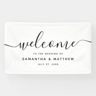 Eenvoudig Minimalistisch Script Welkom op het Huwe Spandoek
