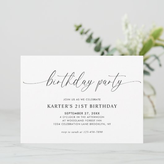 Eenvoudig minimalistisch script White Adult Birthd Kaart (Staand voorkant)