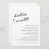 Eenvoudig Minimalistisch Script Zwart en Wit Trouw Kaart (Voorkant / Achterkant)