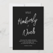 Eenvoudig minimalistisch script zwart-wit bruiloft kaart (Voorkant)