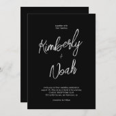 Eenvoudig minimalistisch script zwart-wit bruiloft kaart (Voorkant / Achterkant)