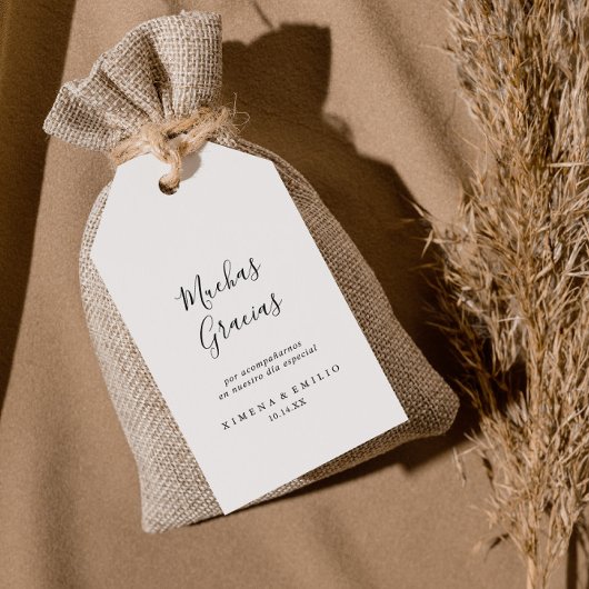 Eenvoudig minimalistisch Spaans huwelijk Dank u Cadeaulabel