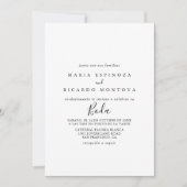 Eenvoudig minimalistisch Spaans huwelijk Kaart (Voorkant)