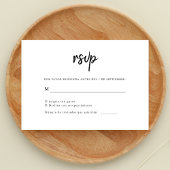 Eenvoudig minimalistisch Spaans huwelijk RSVP Kaartje