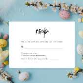 Eenvoudig minimalistisch Spaans huwelijk RSVP Kaartje