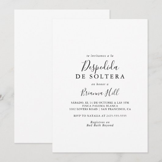 Eenvoudig minimalistisch Spaans Vrijgezellenfeest Kaart (Voorkant / Achterkant)