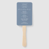 Eenvoudig Minimalistisch Stofblauw Trouwprogramma Handwaaier (Achterkant)