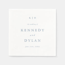 Eenvoudig minimalistisch stoffig blauw bruiloft mo servet