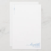 Eenvoudig minimalistisch stoffig blauw monogram In Briefpapier (Voorkant / Achterkant)