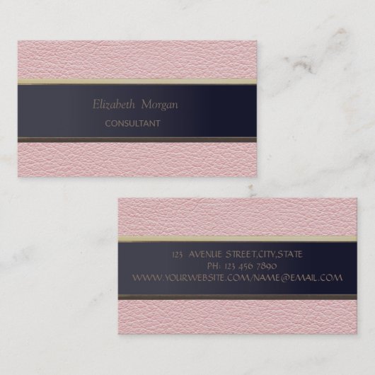 Eenvoudig minimalistisch, strepe, lederen blik visitekaartje (Voorkant / Achterkant)