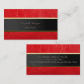 Eenvoudig minimalistisch, strepe, rode lederen bli visitekaartje (Voorkant / Achterkant)