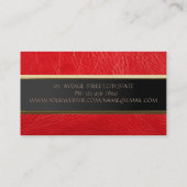 Eenvoudig minimalistisch, strepe, rode lederen bli visitekaartje (Achterkant)