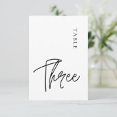 Eenvoudig minimalistisch tabel drie tabelnummer kaart (Staand voorkant)