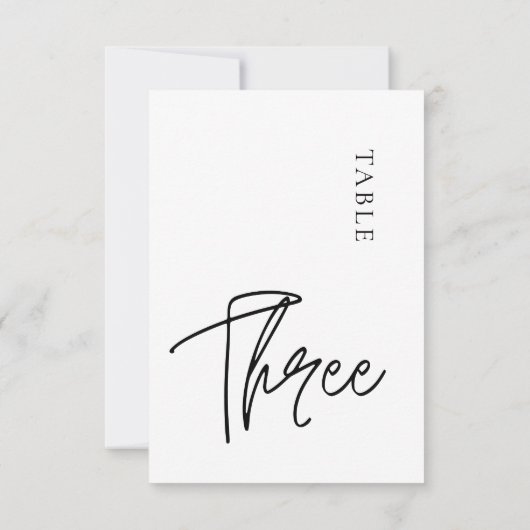 Eenvoudig minimalistisch tabel drie tabelnummer kaart (Achterkant)