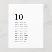 Eenvoudig minimalistisch tabelnummer gastnamen (Achterkant)