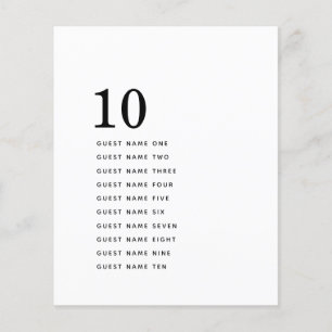 Eenvoudig minimalistisch tabelnummer gastnamen