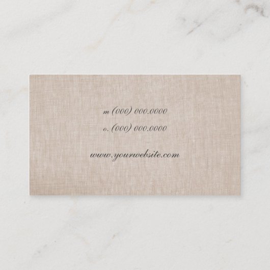 Eenvoudig minimalistisch Tan Beige Linen Visitekaartje (Achterkant)