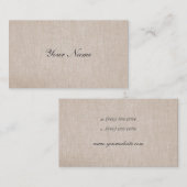 Eenvoudig minimalistisch Tan Beige Linen Visitekaartje (Voorkant / Achterkant)