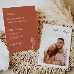 Eenvoudig minimalistisch terracotta-fotohuwelijk kaart<br><div class="desc">Creëer een perfecte huwelijksuitnodiging met deze "Modern Minimalist Terracotta Invitation" sjabloon. Dit ontwerp van hoge kwaliteit is eenvoudig aan te passen om uniek van u te zijn! 1. == het Uitgeven ==> U kunt deze sjabloon verder wijzigen gebruikend het ontwerphulpmiddel van Zazzle. 2. === MONSTER ==> Als u een steekproef...</div>