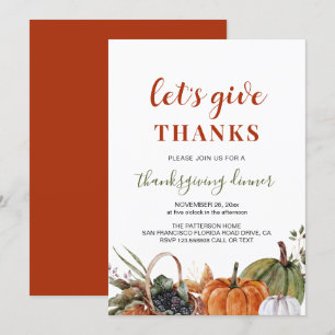 Eenvoudig minimalistisch Thanksgiving avondeten Kaart