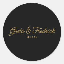 Eenvoudig Minimalistisch Tijdloos Zwart Goud Schri Ronde Sticker