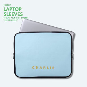 Eenvoudig minimalistisch trendy Bleek blauw monogr Laptop Sleeve