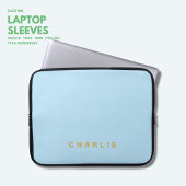 Eenvoudig minimalistisch trendy Bleek blauw monogr Laptop Sleeve