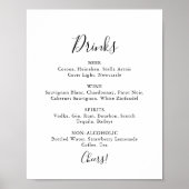 Eenvoudig Minimalistisch Trouw Drankjes Menu Bord Poster (Voorkant)