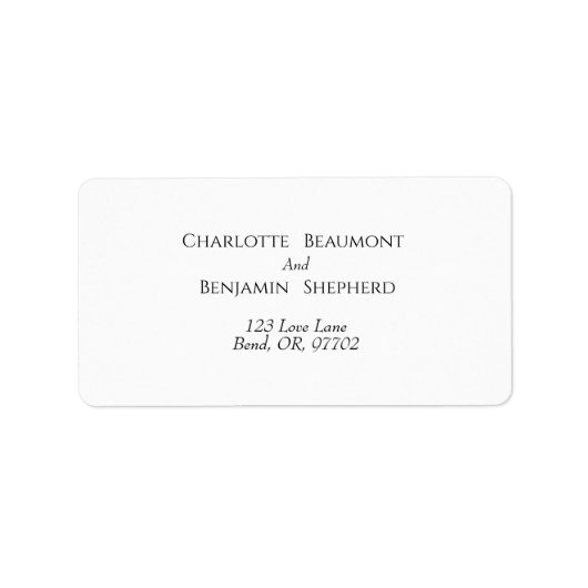 Eenvoudig minimalistisch trouwadreslabel etiket (Voorkant)