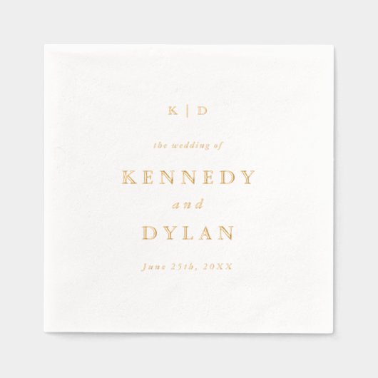 Eenvoudig minimalistisch trouwmonogram folie servetten (Voorkant)