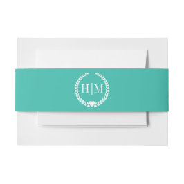 Eenvoudig Minimalistisch Turquoise Teal Monogram Uitnodigingen Wikkel