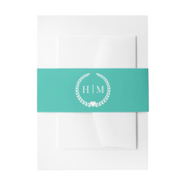 Eenvoudig Minimalistisch Turquoise Teal Monogram Uitnodigingen Wikkel
