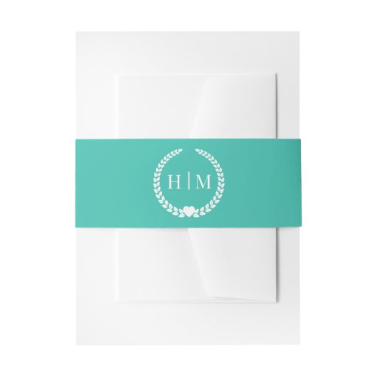 Eenvoudig Minimalistisch Turquoise Teal Monogram Uitnodigingen Wikkel (Voorkant Voorbeeld)
