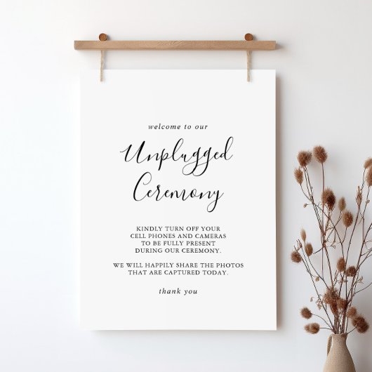 Eenvoudig Minimalistisch Unplugged Ceremony-teken Poster