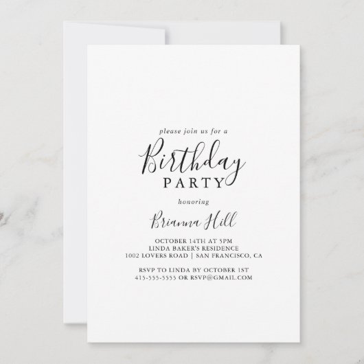 Eenvoudig minimalistisch verjaardagsfeestje kaart (Voorkant)