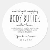 Eenvoudig minimalistisch verpakken van witte carro ronde sticker (Voorkant)