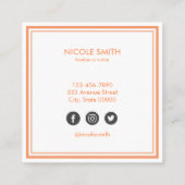 Eenvoudig minimalistisch vierkante visitekaartje (Achterkant)