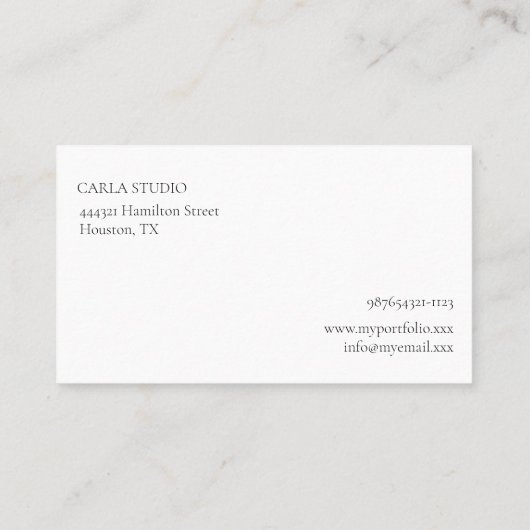 Eenvoudig minimalistisch visitekaartje (Achterkant)