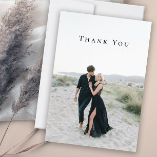 Eenvoudig minimalistisch volledig fotohuwelijk bed bedankkaart