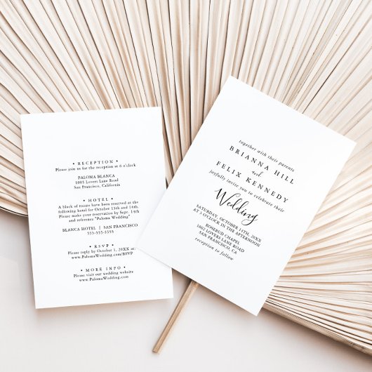 Eenvoudig minimalistisch voor- en achterhuwelijk kaart