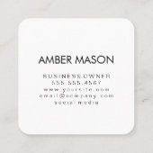 Eenvoudig minimalistisch voor klassieke tekst vierkante visitekaartje (Achterkant)