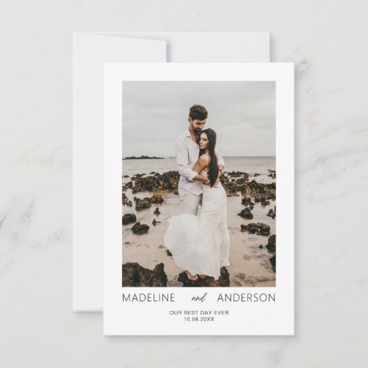 Eenvoudig minimalistisch voor ons beste-dag-fotohu bedankkaart (Voorkant)