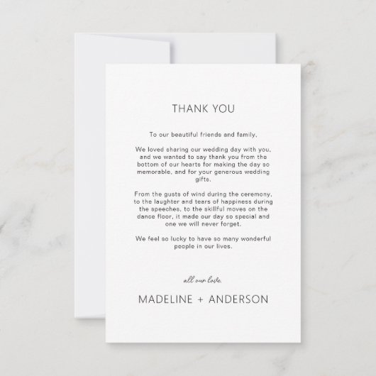 Eenvoudig minimalistisch voor ons beste-dag-fotohu bedankkaart (Achterkant)