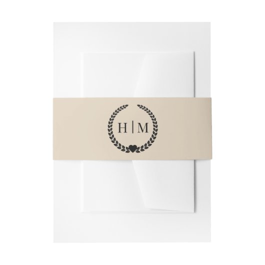Eenvoudig Minimalistisch Warm Zand Monogram Uitnodigingen Wikkel (Voorkant Voorbeeld)