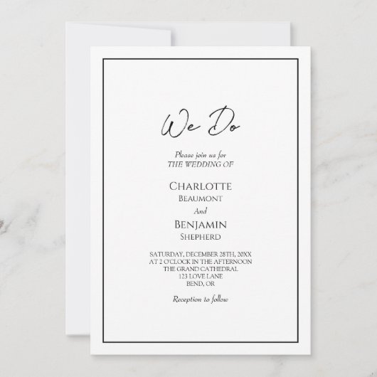 Eenvoudig minimalistisch we doen bruiloft uitnodig kaart (Voorkant)