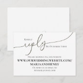 Eenvoudig minimalistisch webkalligrafiesantwoordsc RSVP kaartje (Voorkant / Achterkant)