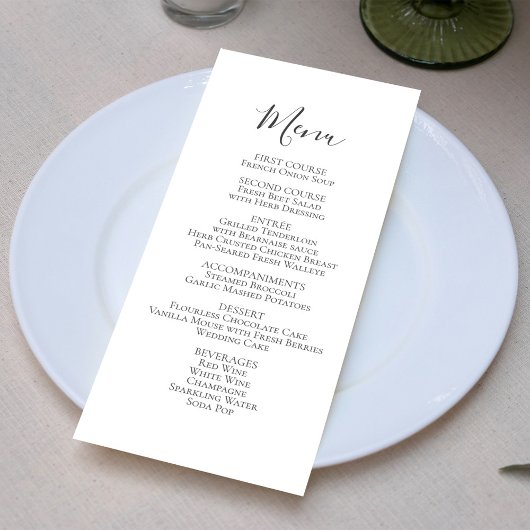 Eenvoudig Minimalistisch Weddenschap Menu