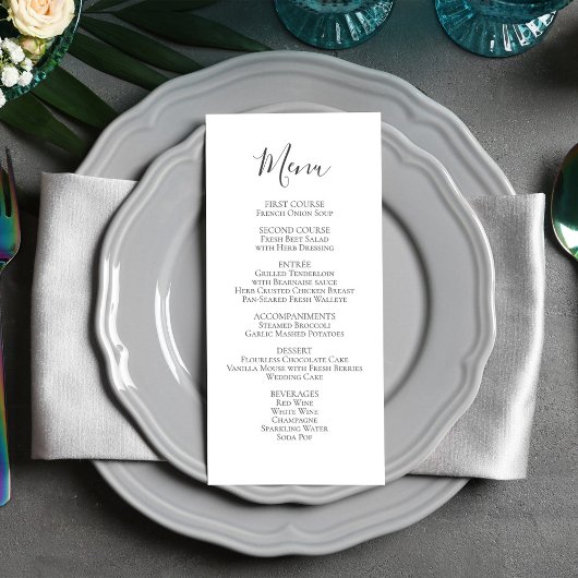 Eenvoudig Minimalistisch Weddenschap Menu