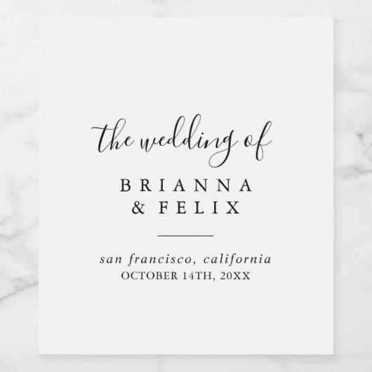 Eenvoudig minimalistisch weddenschap wijn etiket (Enkel label)