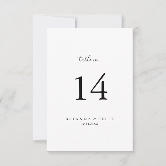 Eenvoudig minimalistisch weddenschapsnummer kaart (Voorkant)